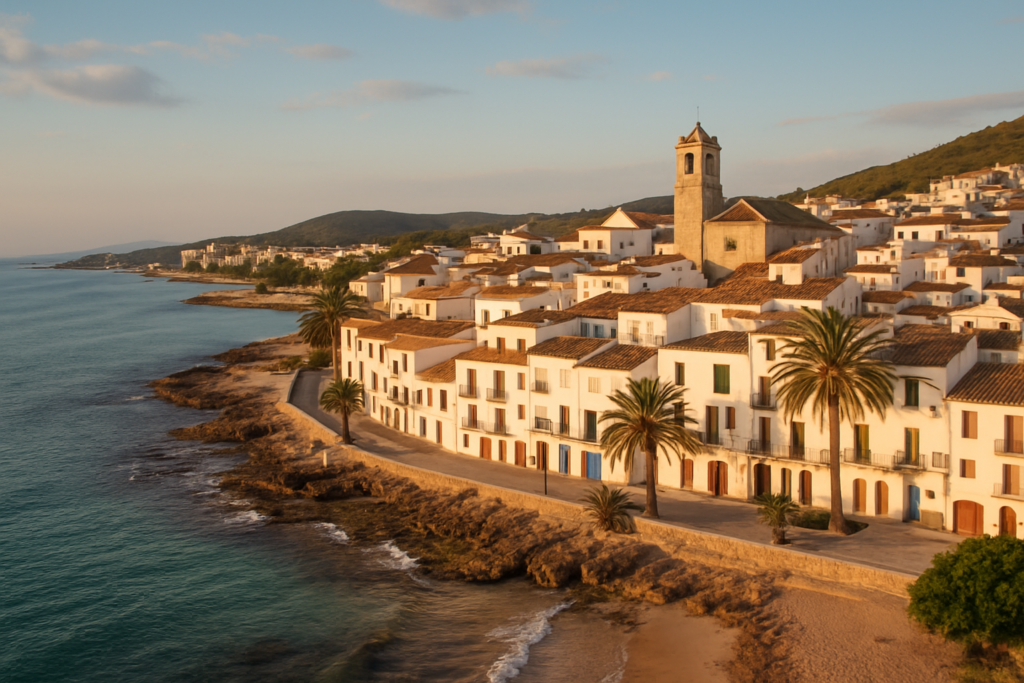 Alcossebre, Spain - view of the town and coast