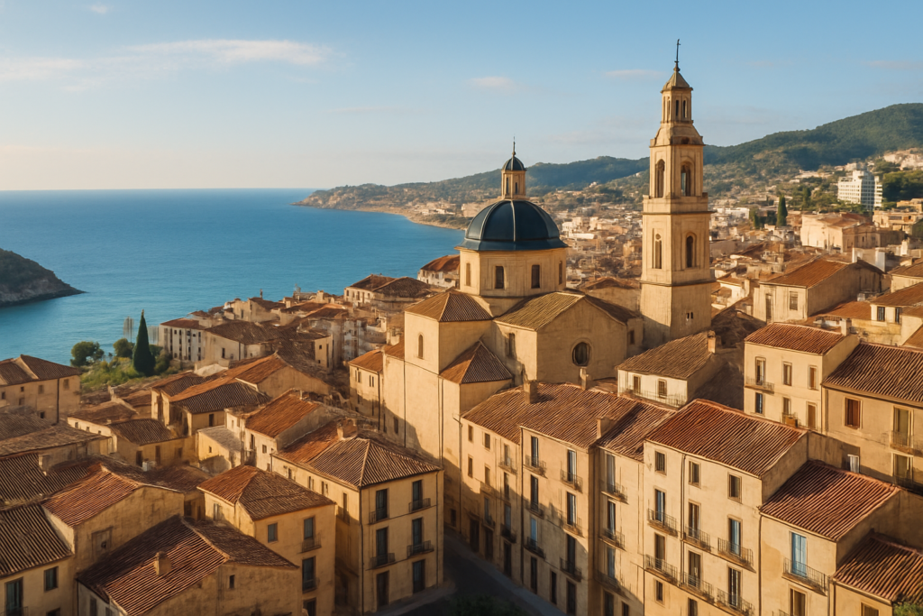 Alcoy, Spain - view of the town and coast