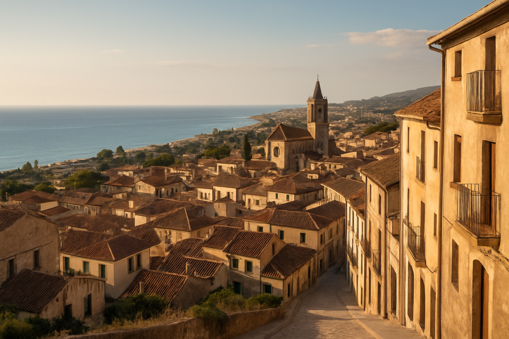 Alella, Spain - view of the town and coast