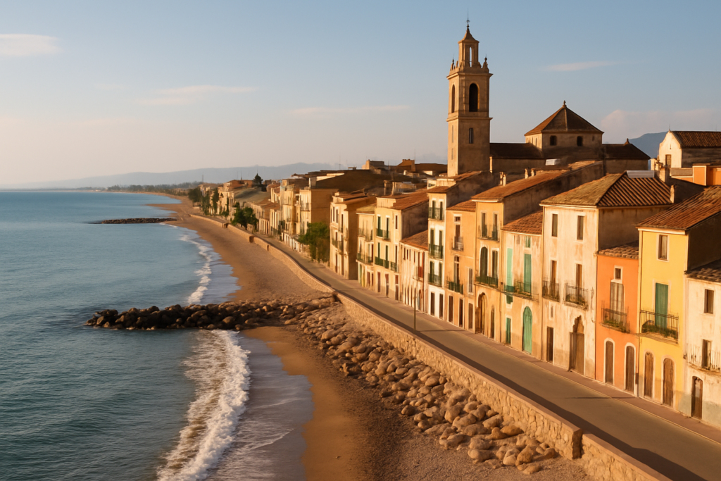Almassora, Spain - view of the town and coast