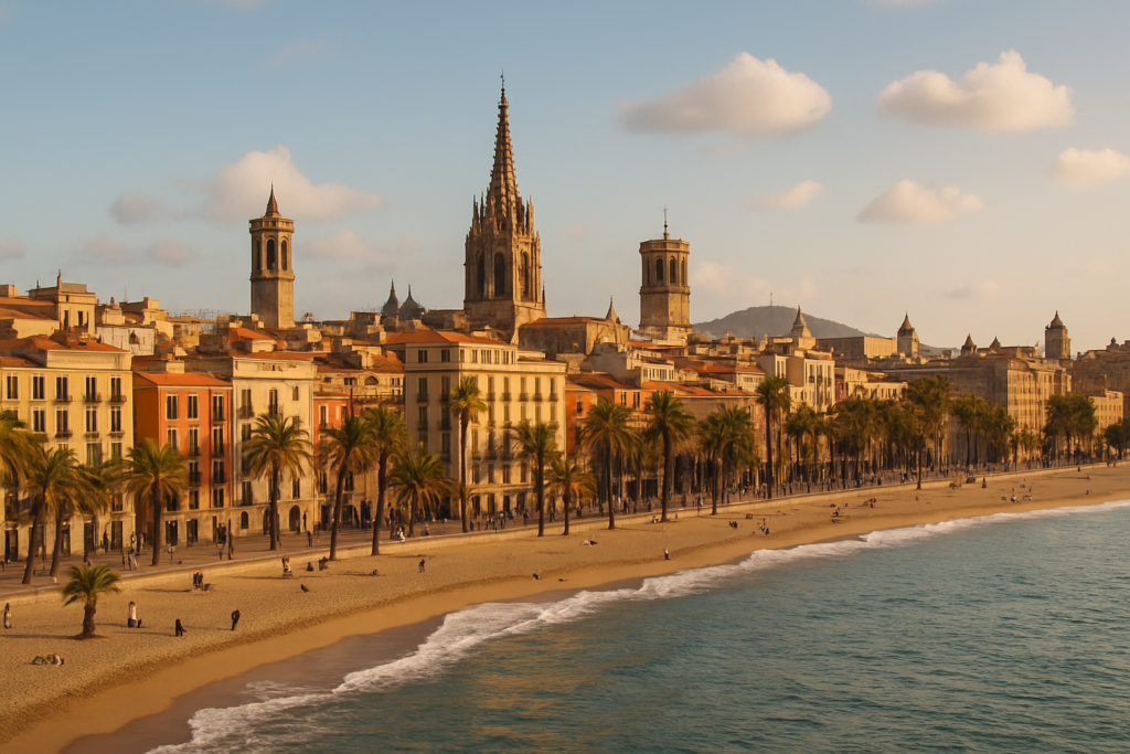 Barcelona, Spain - view of the town and coast