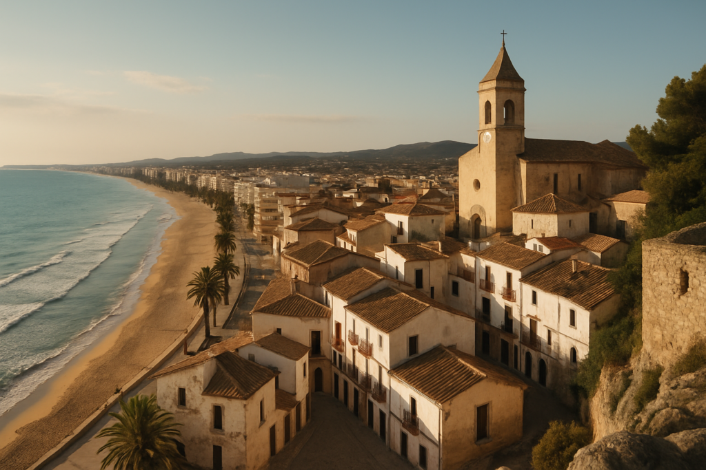 Calafell, Spain - view of the town and coast