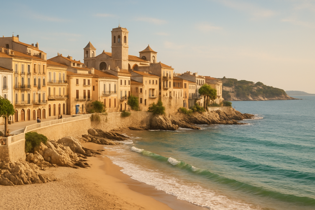 Caldes de Malavella, Spain - view of the town and coast