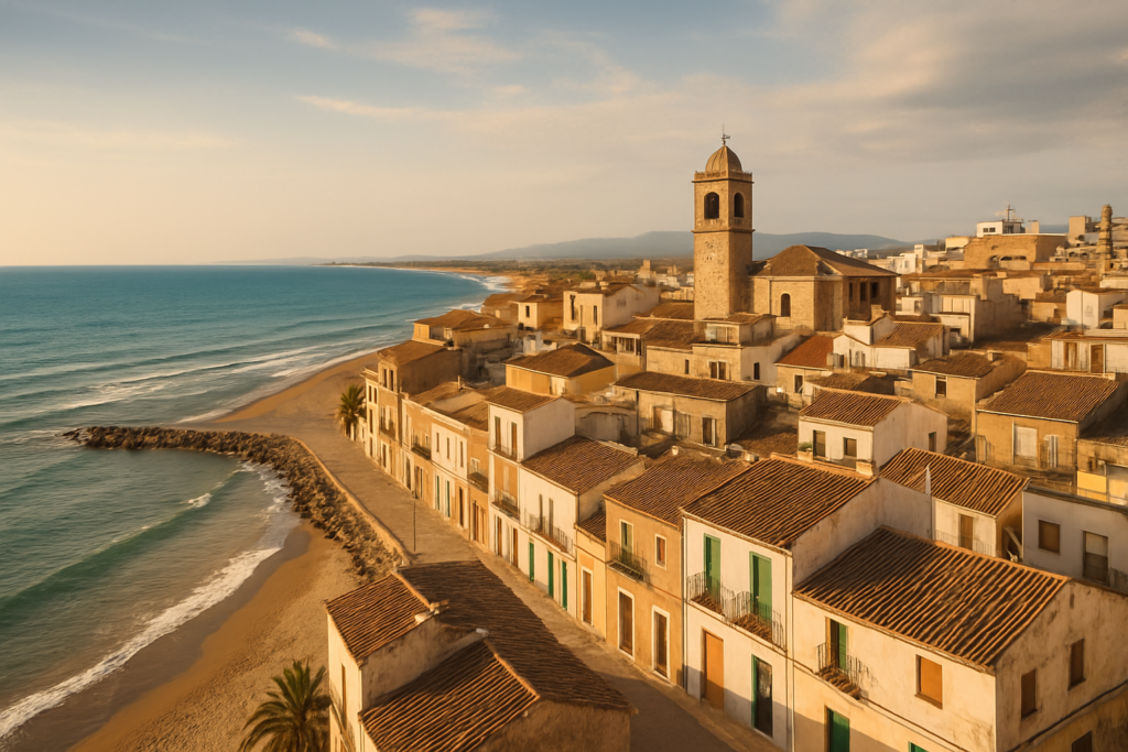 Canet d'en Berenguer, Spain - view of the town and coast