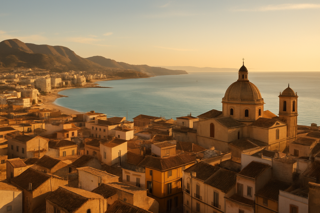 Crevillent, Spain - view of the town and coast