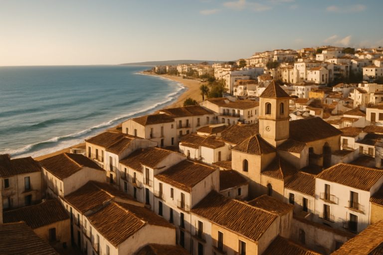 El Campillo, Huelva, Spain - view of the town and coast