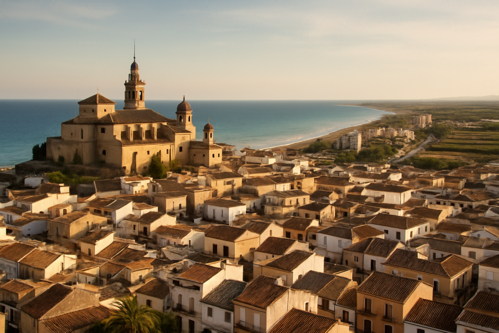 El Puig de Santa Maria, Spain - view of the town and coast