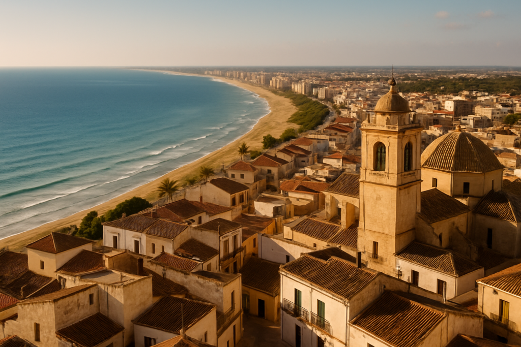 Guardamar del Segura, Spain - view of the town and coast