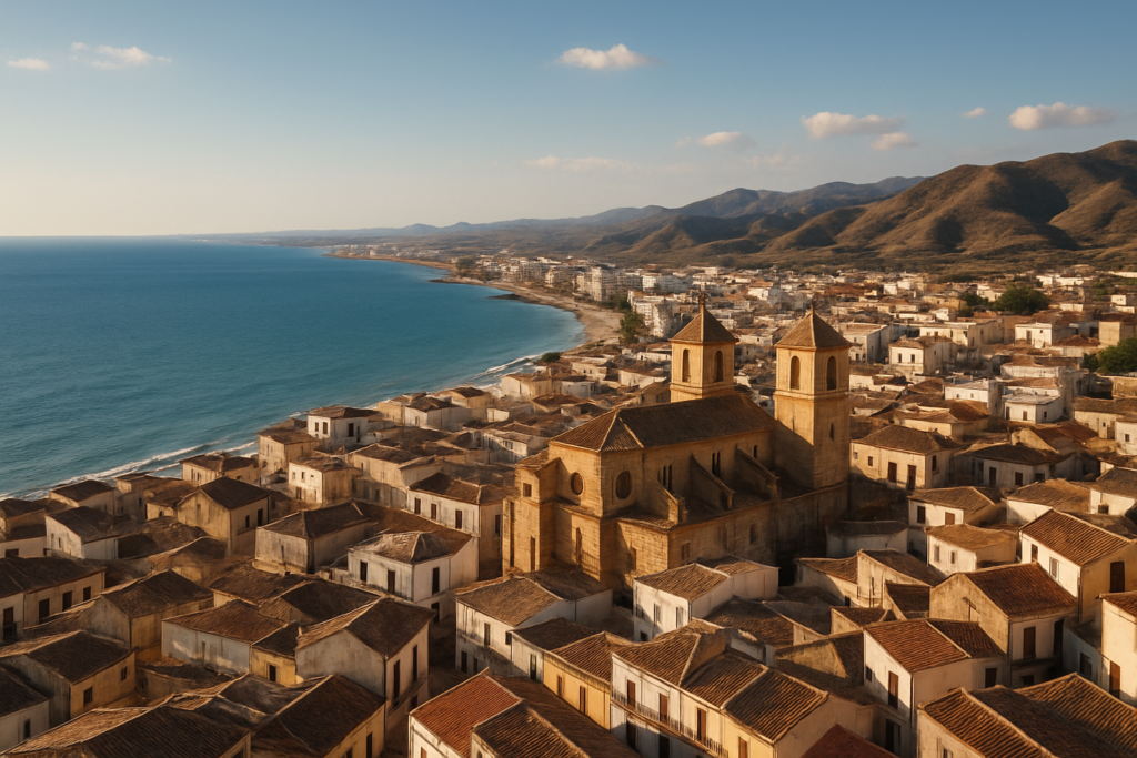 Huércal-Overa, Spain - view of the town and coast