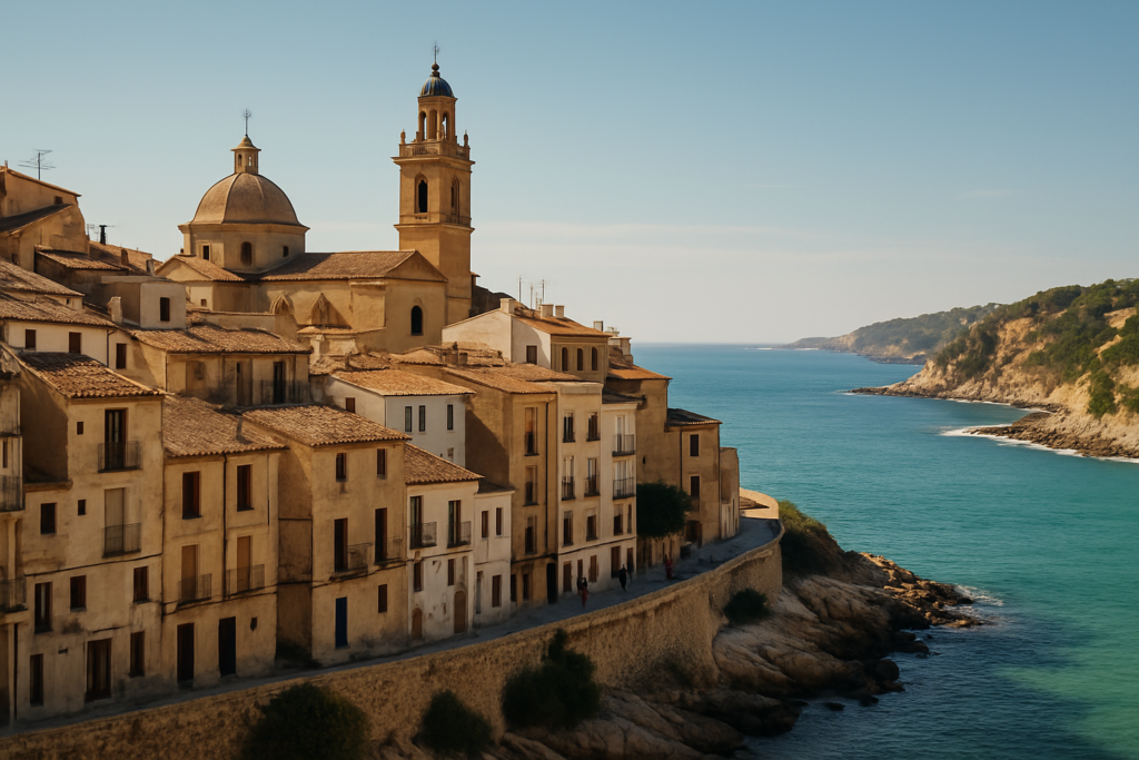 Ibi, Spain - view of the town and coast