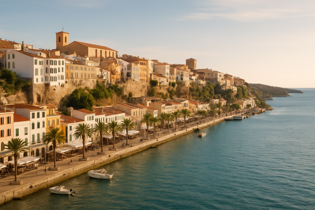 Mahón, Spain - view of the town and coast