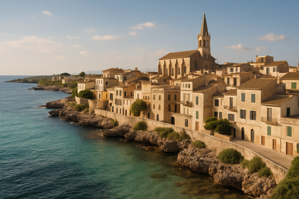Manacor, Spain - view of the town and coast