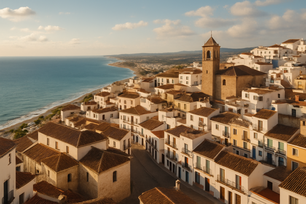 Manilva, Spain - view of the town and coast