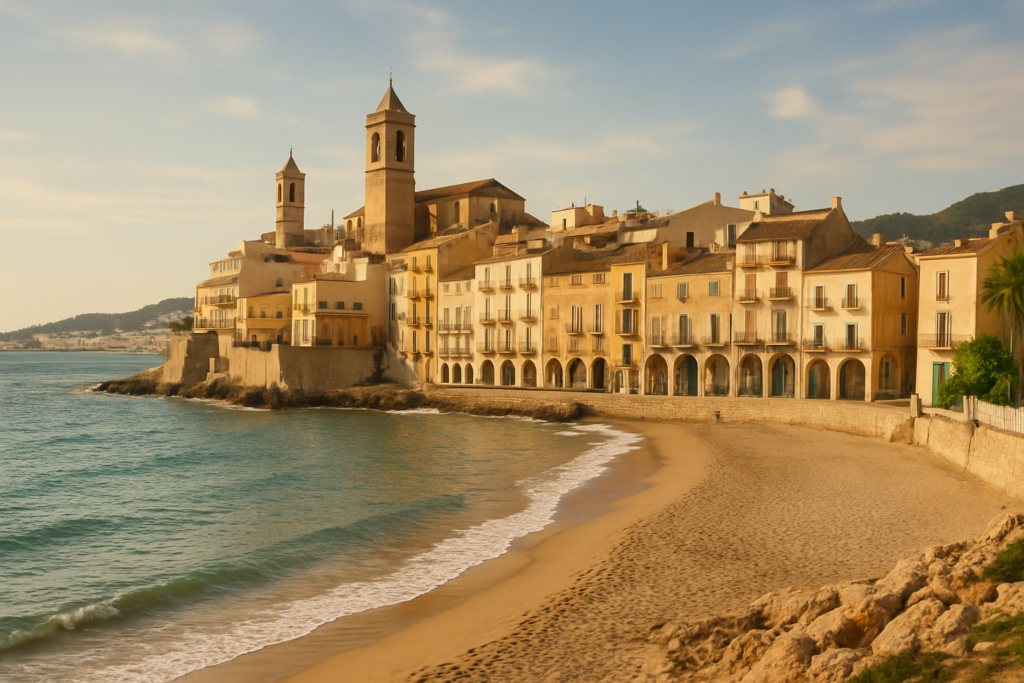 Manresa, Spain - view of the town and coast