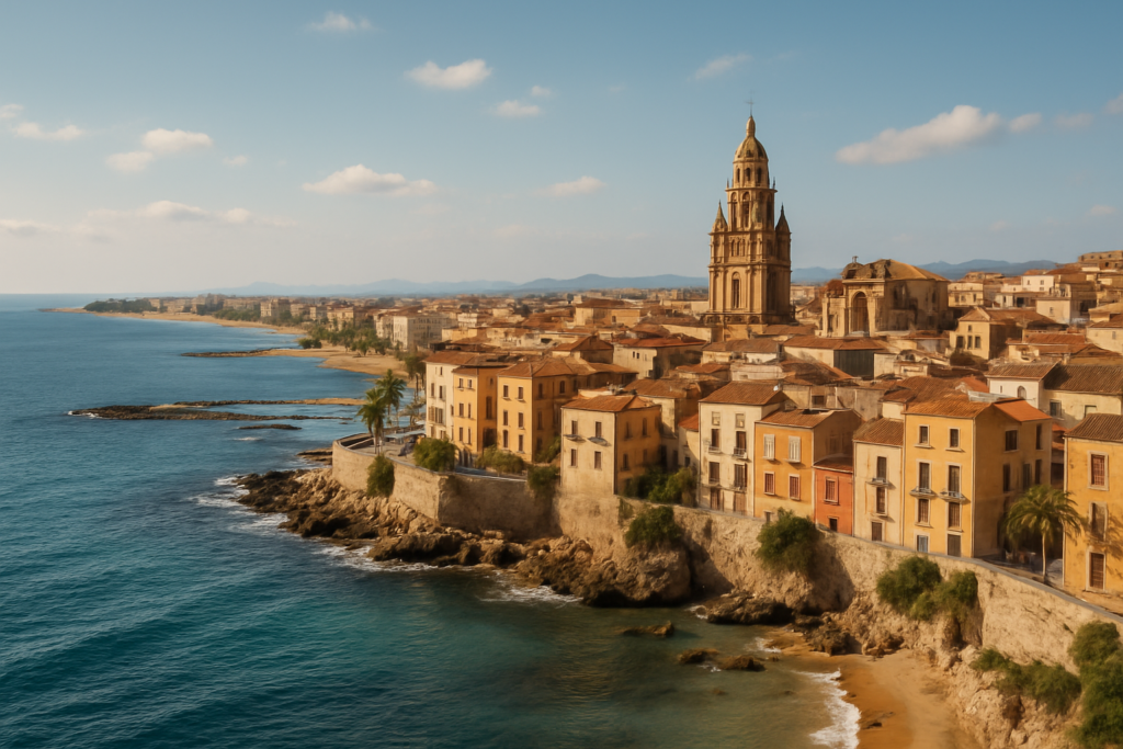 Murcia, Spain - view of the town and coast