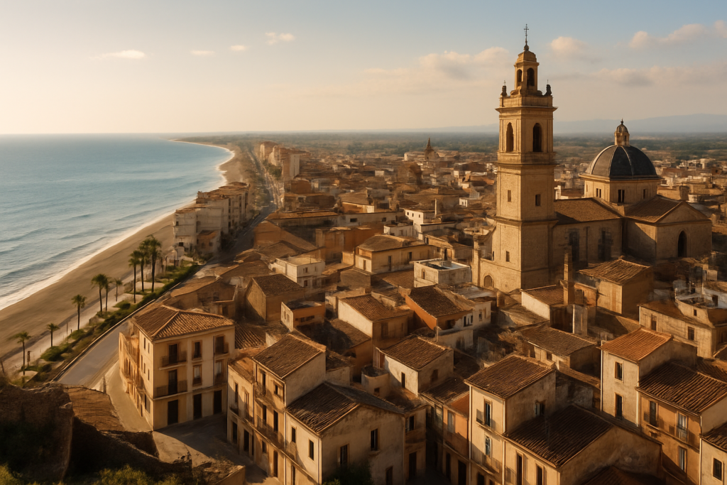 Nules, Spain - view of the town and coast