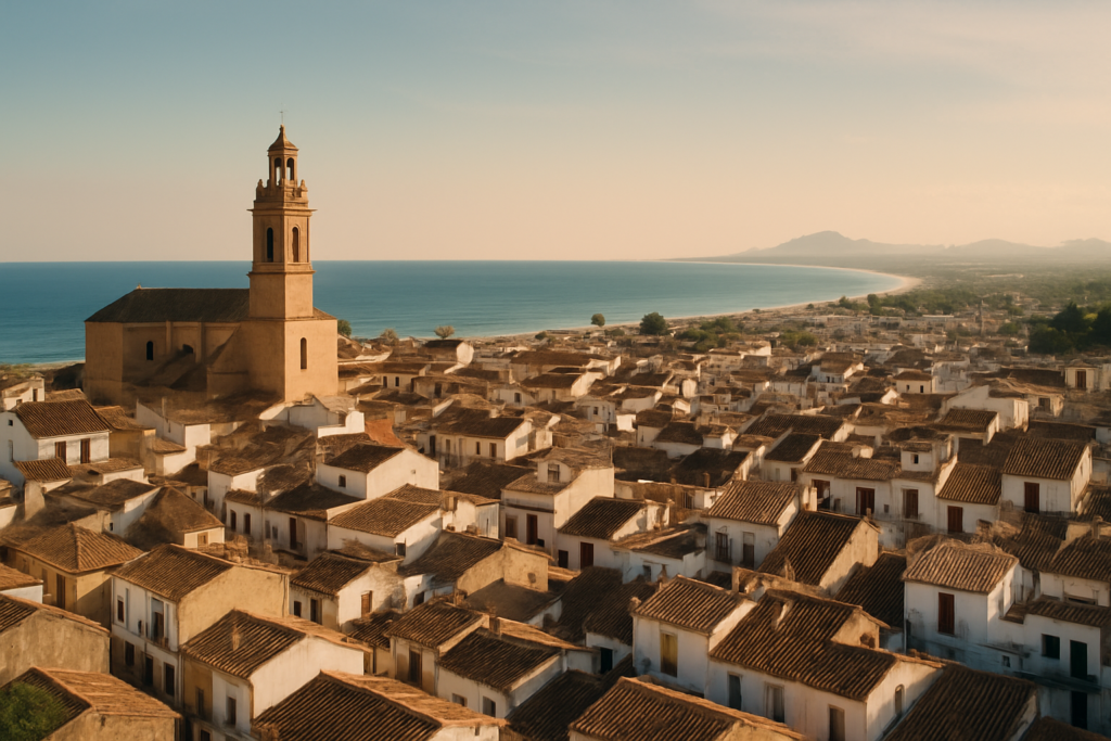 Oliva, Spain - view of the town and coast