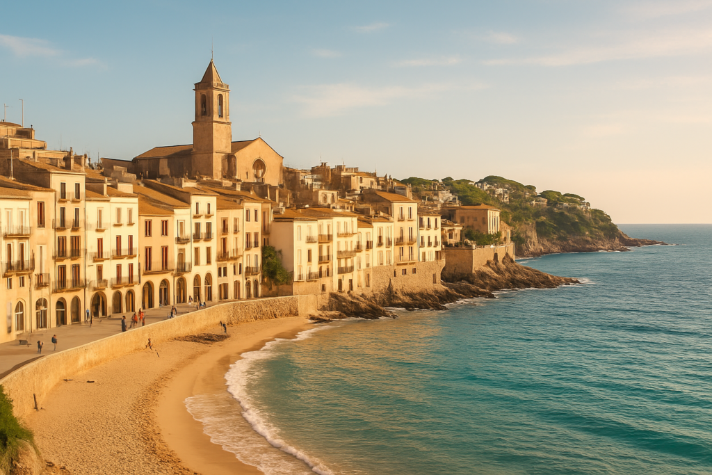 Olot, Spain - view of the town and coast