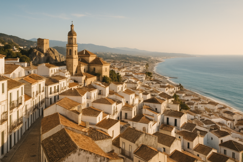 Olvera, Spain - view of the town and coast
