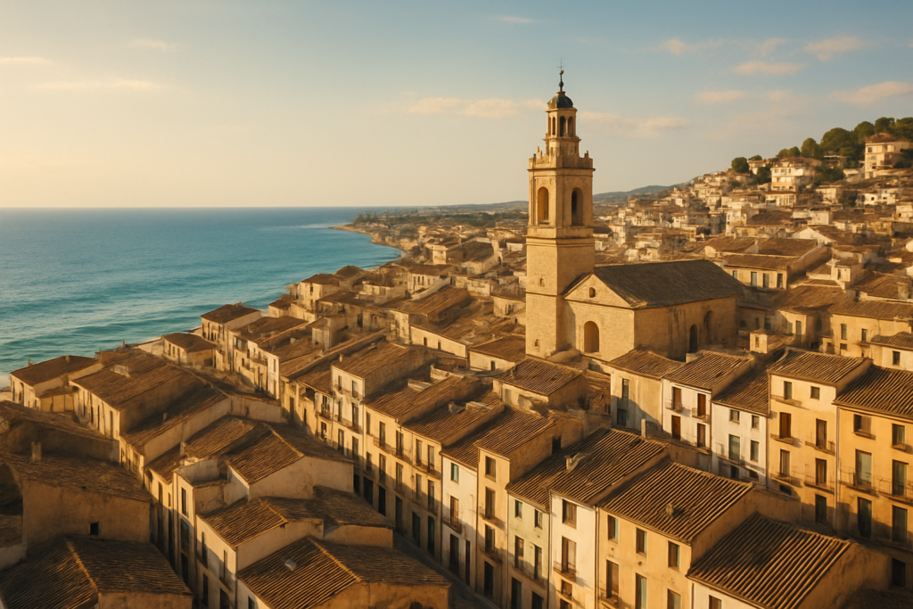 Ontinyent, Spain - view of the town and coast