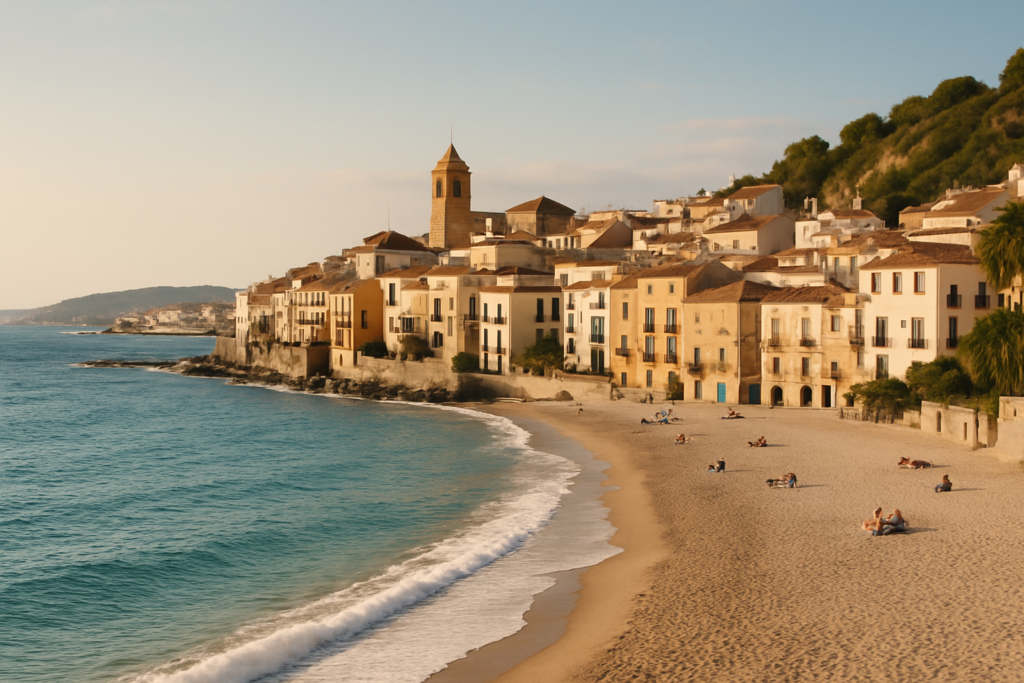 Playa de los Muertos, Spain - view of the town and coast