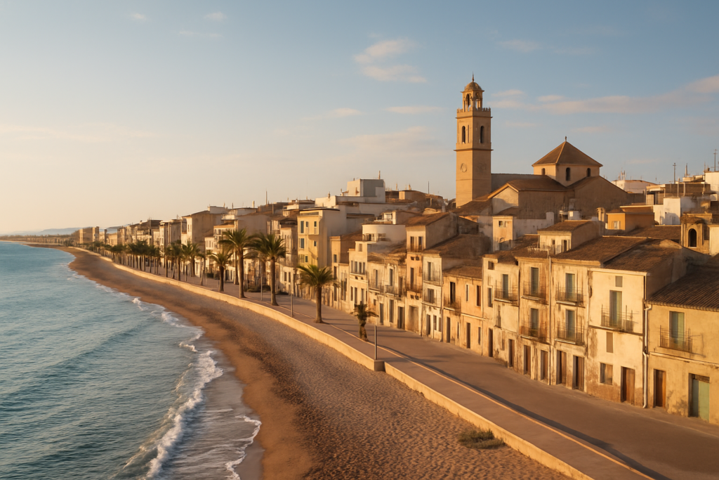 Puçol, Spain - view of the town and coast