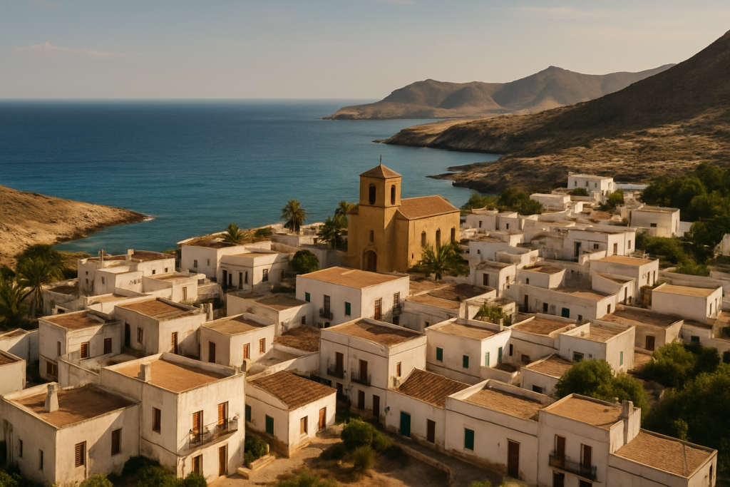 Rodalquilar, Spain - view of the town and coast
