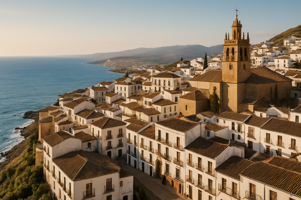 Ronda, Spain - view of the town and coast