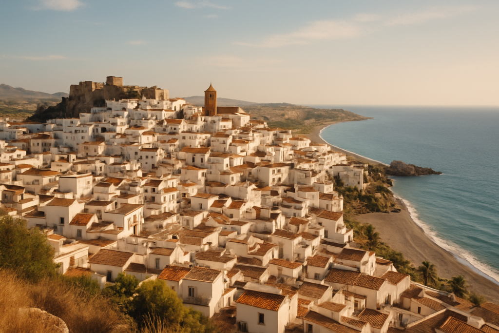 Salobreña, Spain - view of the town and coast