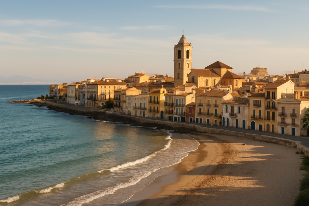 Torre-Pacheco, Spain - view of the town and coast