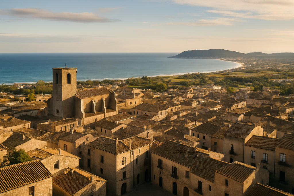 Torroella de Montgrí, Spain - view of the town and coast