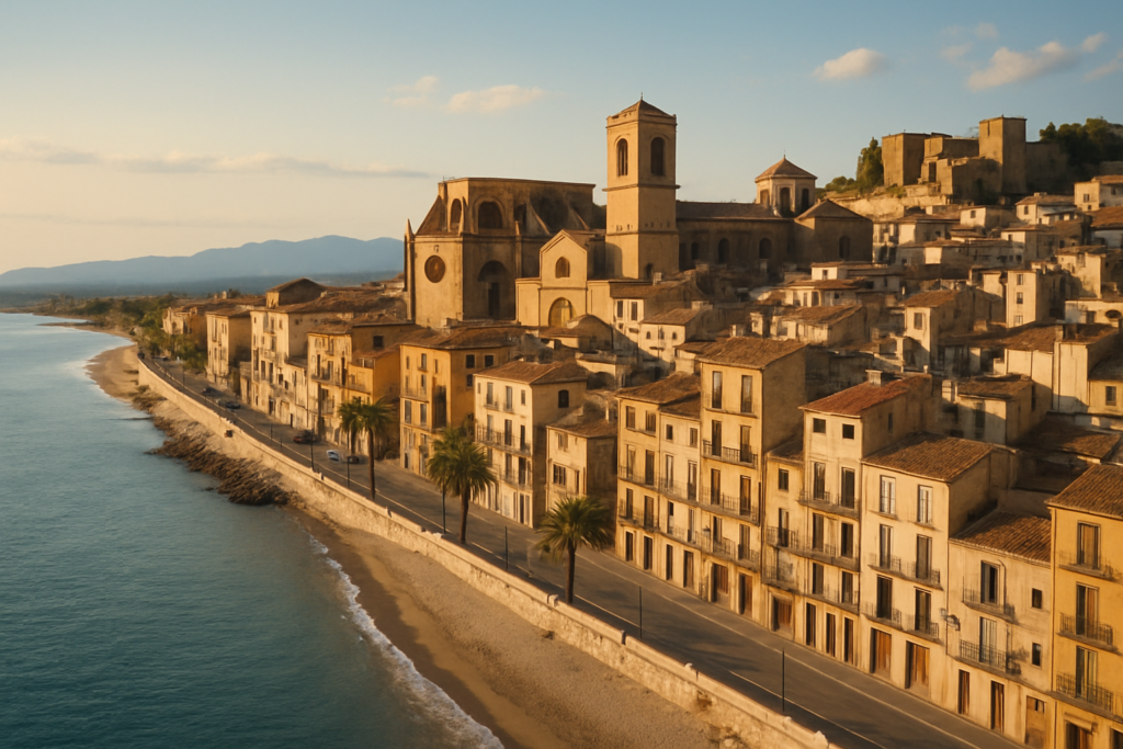 Tortosa, Spain - view of the town and coast