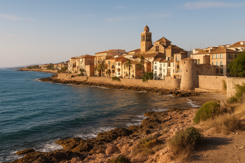 Totana, Spain - view of the town and coast