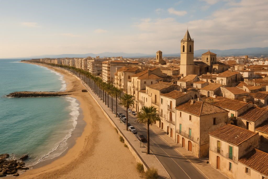 Vila-seca, Spain - view of the town and coast