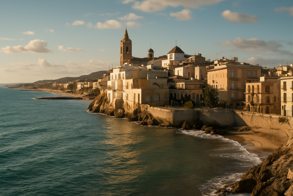Vilafranca del Penedès, Spain - view of the town and coast