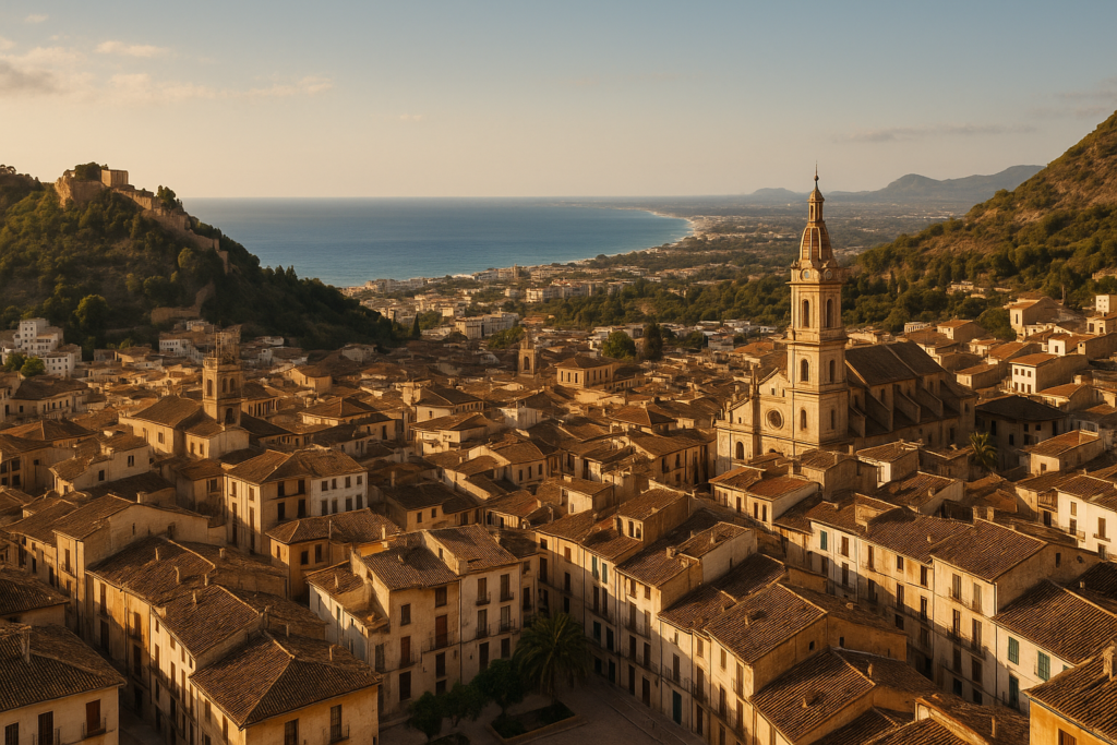 Xàtiva, Spain - view of the town and coast