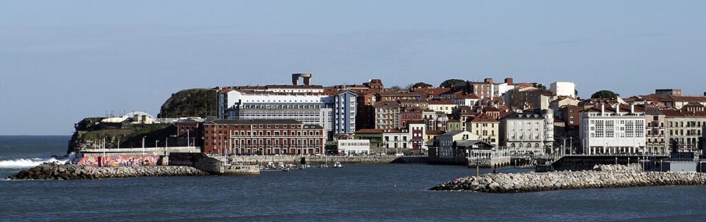 The Cimadevilla old quarter of Gijón on the Asturian coast, seen from above