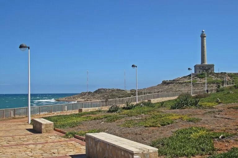 The seafront path leading to the Cabo de Palos lighthouse