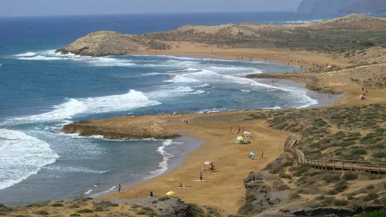 Waves running into the sandy coves of Calblanque