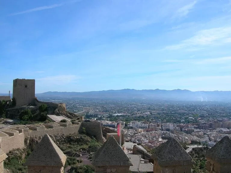 The castle tower of Lorca above the town and the plain
