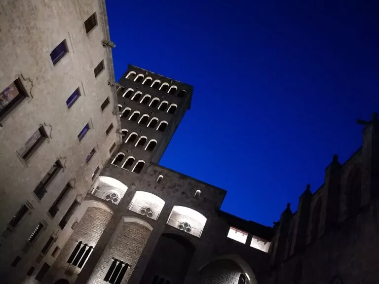 The medieval Placa del Rei square with the Rei Marti tower in the Gothic Quarter