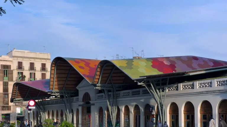 The colourful wavy roof of the Santa Caterina market in Barcelona