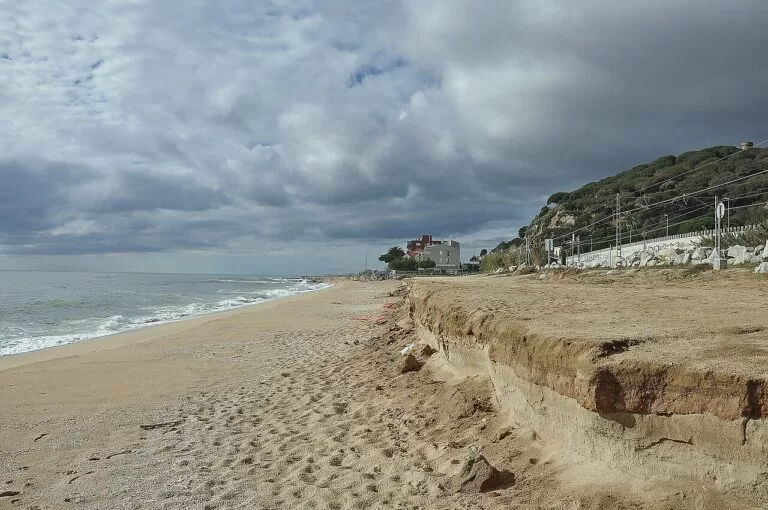 A quiet sandy beach on the Maresme coast near Arenys de Mar