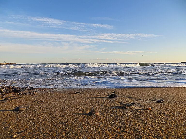 The sandy Nova Icaria beach facing the Mediterranean in Barcelona