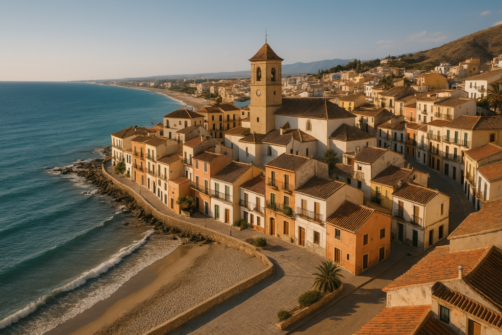 Maracena, Spain - view of the town and coast